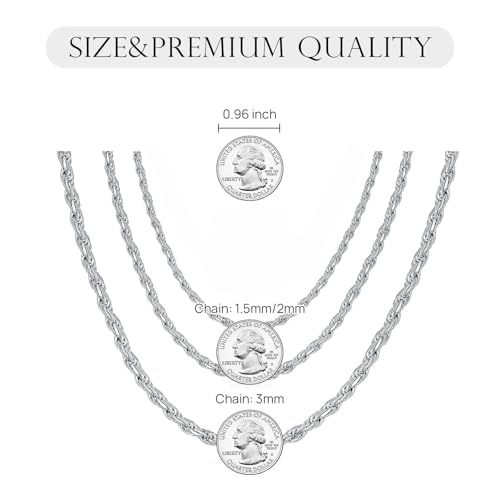 Chaîne torsadée en argent 925 unisexe en maille corde robuste