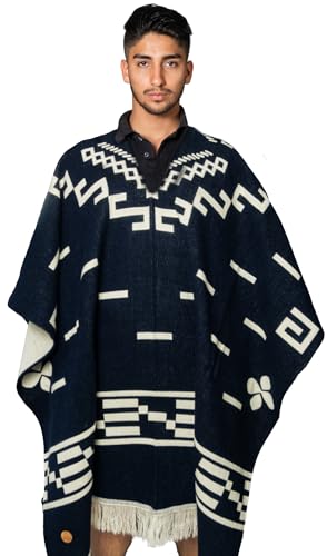 Handmade Alpaca Wool Poncho for Men, Western Andean Design, Thick, Soft and Warm, Artisan Made in Ecuador, Inspired by Clint Eastwood3