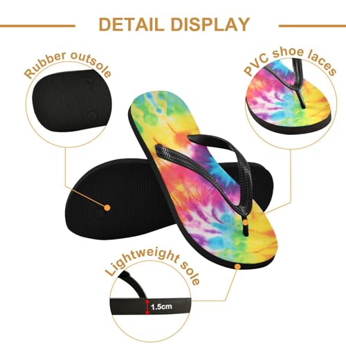 Women's Flip Flop Sandals Casual Summer Sandal, Mens Flip Flops for Beach Outdoor-Tie Dye Rainbow Print3