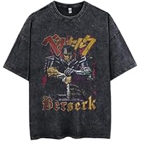 Camiseta Manga Corta Berserk Anime Graphic Algodón, Negro Lavado