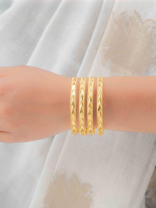 Image of Zeraki Jewels Gold Plated Designer Pranjal Bangle. (Set of 4)