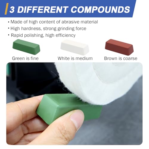 Image of SCOTTCHEN 6inch Buffing Polishing Wheels 1 /2 inch Arbor Hole,2 Pcs Fine (40Ply) for Bench Grinder,with Buffing Polishing Cutting Compound 4 Oz.Kit