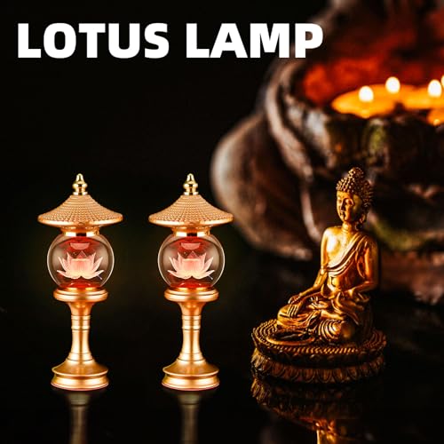 Image of Lotus Lamp 7 Color Crystal Buddha Light Altar Yoga Spiritual Gift (10in) | Colorful Outlook;Colorful Outlook;Fine Craft;Auspicious Symbol