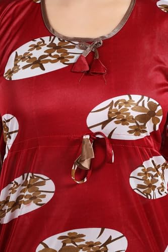 Image of Fabme Women's Satin Plain Kaftan Top & Pyjama Set