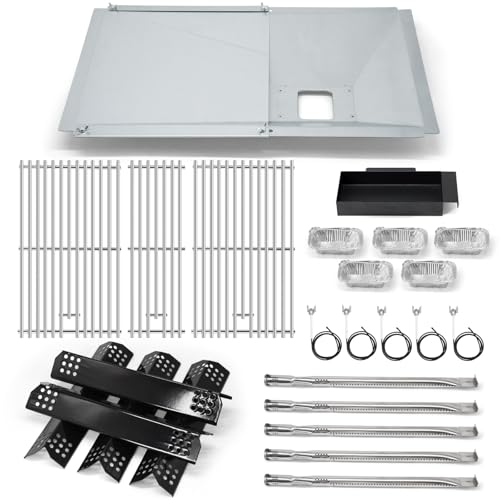 Criditpid Grill Replacement Parts for Nexgrill 720-0882A Evolution Infrared Plus 5-Burner Grill, Grease Tray, Heat Plates, Grill Grates, Burner Tubes & Igniter Kit for Nexgrill 720-0882A Gas Grill