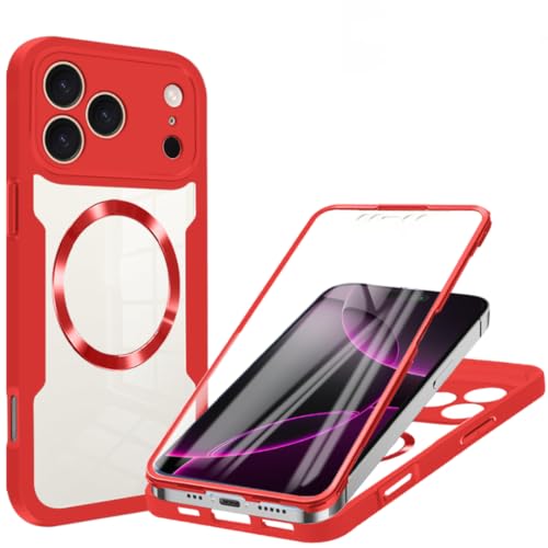 Coque silicone iPhone 15 Pro Max intégrale transparente finition rouge
