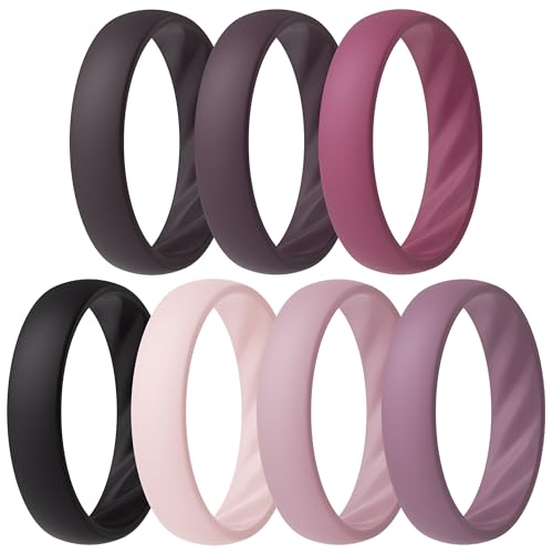 ThunderFit Women’s Silicone Wedding Rings – 5.5mm Wide, 2mm Thick...