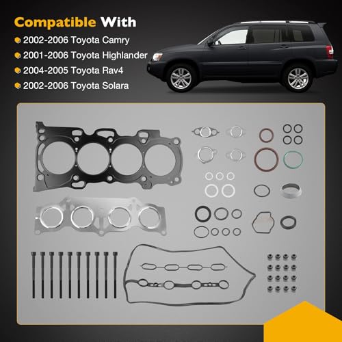 Image of HS26232PT Head Gasket Set with Bolts, Compatible with 2002-2006 Toyota Camry Highlander Rav4 Solara 2.4L, Replace# ES71183