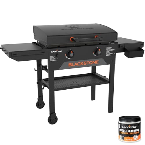 Blackstone 28 Inch Omnivore Griddle with Hood 2367, 2 Burner Portable Outdoor Flat Top Grill, with Seasoning