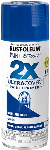 Rust-Oleum 249120 Painter's Touch 2X Ultra Cover Spray Paint, 12 oz, Gloss Brilliant Blue