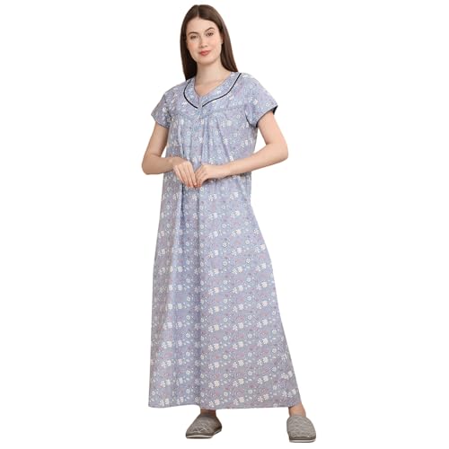 Chemise de nuit longue en coton bleu XL Sweet Dreams pour femme