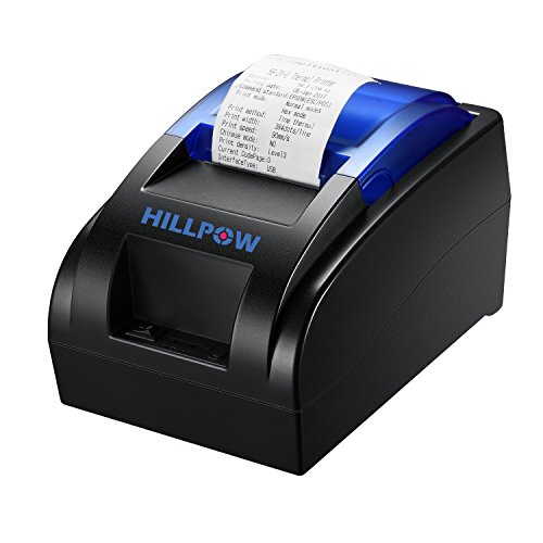 HILLPOW 58MM USB Thermal Receipt Printer Compatible with Bill Ticket Barcode ESC/POS Print Commands Set NO Bluetooth Function