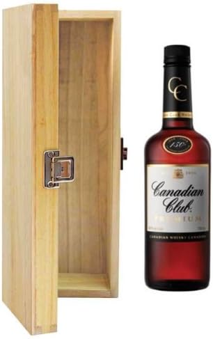 Canadian Club Blended Whiskey in Tung Wood Gift Box With Handcrafted Gifts2Drink Tag