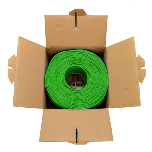 Image of DRIPSTONE CAT6 1000ft Ethernet Cable 23AWG Solid CCA UTP 0.57mm Neon Green
