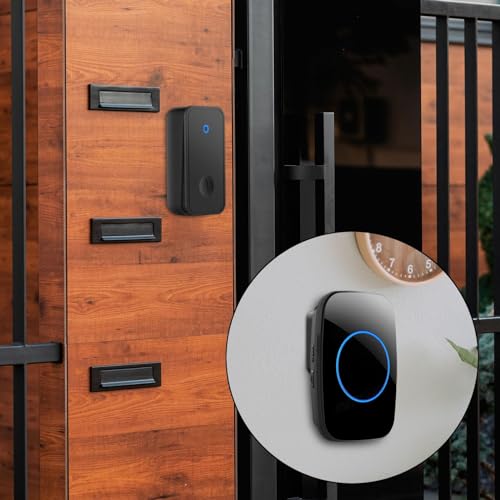 gazechimp Kit de campainha de porta sem fio com flash LED compacto multifuncional sinos de porta à p