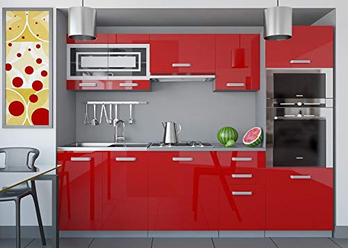 Tarraco Comercial Muebles de Cocina Completa Paula Rojo Brillo 240 cm