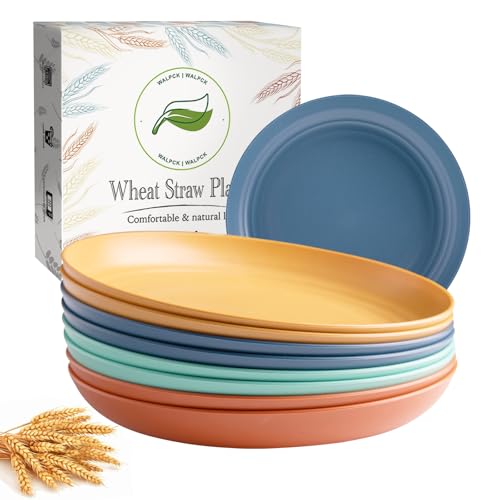 Wheat Straw Plates, Plastic Plates Reusable, Microwave Safe Plates, Kids Plates, 9 Inch Unbreakable Dinner Plates Set of 8, Camping Plate Wheat Straw Plates, Plastic Plates Reusable, Microwave Safe Plates, Kids Plates, 9 Inch Unbreakable Dinner Plates Set of 8, Camping Plate