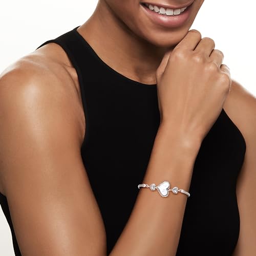 Ross-Simons 10x15mm Mother-Of-Pearl Bali-Style Heart Bracelet in Sterling Silver2