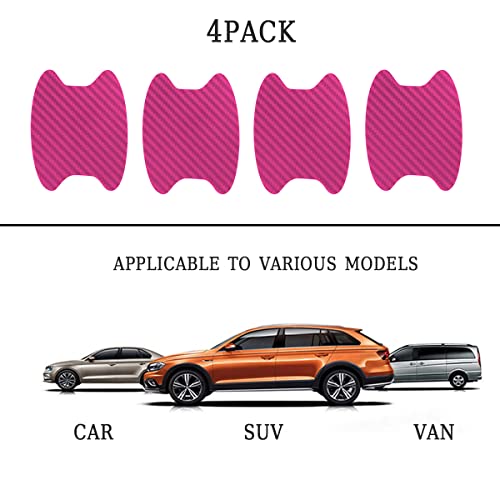 CGEAMDY 4PCS Exterior Car Stickers, Carbon Fiber Protection Film für Autofolie, Kratzfeste Schutzfolie, Universal Fit für die meisten Fahrzeuge (Rosa)