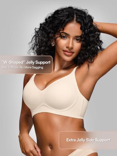 Image of Wireless Jelly Bras for Women No Underwire - S-2XL Seamless Padded T-Shirt Bralette with Support, Comfortable Everyday Bra