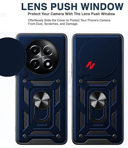 Image of SPAZY CASE Oppo F29 Pro 5G Back Cover | Heavy Duty Hybrid Case with 360 Degree Rotating Finger Ring Holder + Slider Shutter Camera Protection Case for Oppo F29 Pro 5G - Blue