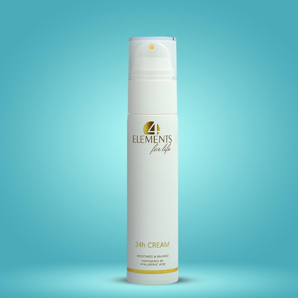 4 Elements For Life 24h Natural Cream empowered by Hyaluronic Acid; Certified Natrue Organic cosmetics; Fresh and Light Cream with Immediate Moisturizing Effect