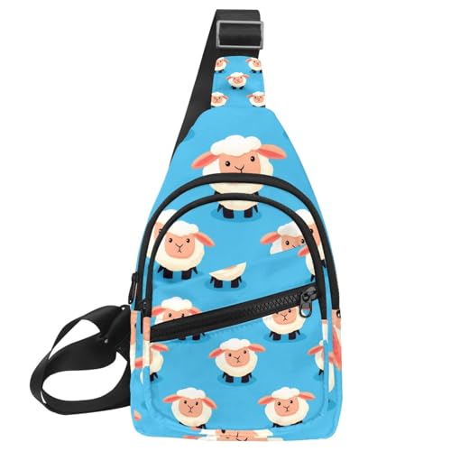 Sac à dos à bandoulière bleu mouton anti-ballottement avec sac banane et sangle réglable