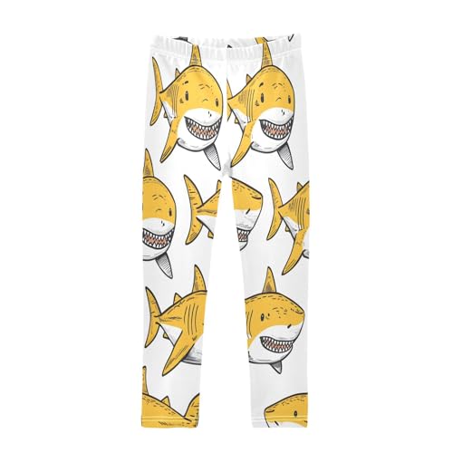 Toddler Girls Leggings Printed Yoga Pants Leggings Yellow Shark for Kids