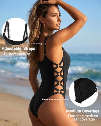 Image of Tempt Me Women One Piece Swimsuit Sexy Crisscross Bathing Suit Lace Up