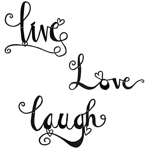 Black Metal Wall Art Live Love Laugh Metal Wall Decor Words Art Signs Wall Hanging for Indoor Outdoor Living Room Bedroom Dorm Kitchen Decorations Cover