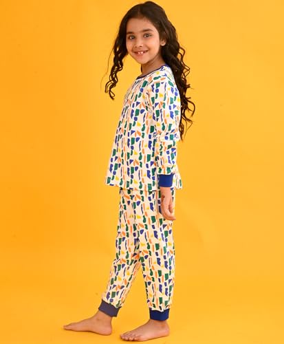 Image of Anthrilo Pure Cotton Printed Pyjama Set for Girls | Sleepwear | Night Suit, Night Wear | Long Sleeves T-Shirt & Pyjama | Regular Wear | 0-14 Years