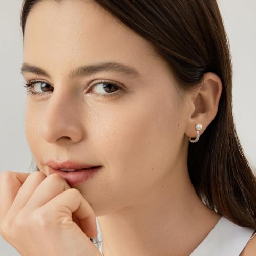 Image of BISAER Silver Huggie Hoop Earrings for Women, 925 Sterling Silver Post Star Small Hoop Earrings Hypoallergenic Lightweight Everyday Jewelry Gift Cute