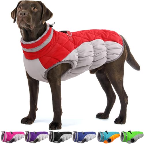 Image of Dog Jackets for Large Dogs, Warm Dog Winter Coat with Harness, XL