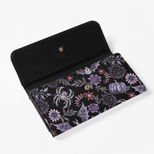 Image of AFPANQZ Bat Floral Womens Wallets Leather Trifold Multi Card Holder Slots Wallet Ladies' Leather Card Pouch Bag for Keys Lipstick Cit Cards Holder