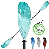 XUXIAKE Angeln Kajak Paddel Aluminium Doppelpaddel mit Kunststoff Klinge und Paddel Seil, Schwimmende Verstellbare Fishing Kayak Paddels, 230-250cm, Blaugrün