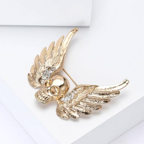 Image of Punk Skull Head Cross Sword Brooch Pin Cool Skeleton Lapel Pin for Dress Suit Decor Halloween Party Clothing Accessories for Women Men