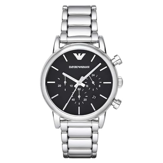 Emporio Armani Reloj Hombre, Movimiento cronógrafo de cuarzo, caja de acero inoxidable plateado de 41 mm con correa de acero inoxidable, AR1853, Tono plateado y negro