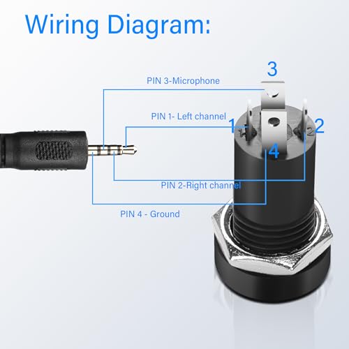 6 piezas conector jack panel de soldar 3.5MM 4 polos miniatura 3