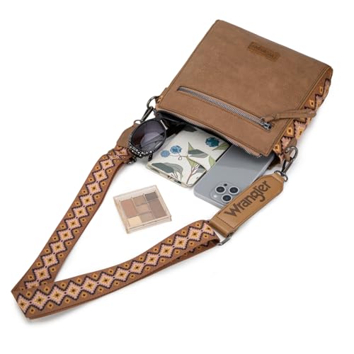 Image of Wrangler Aztec Crossbody Purse Medium Shoulder Bags for Women Western Handbag with Guitar Strap