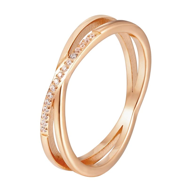 Razered Beautiful And Exquisite Titanium Steel Women Ring With Zircon Inlaid Fashion Jewelry Love Rings