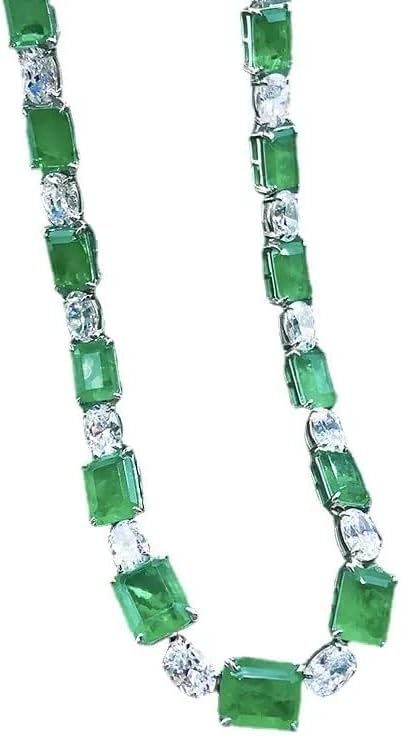 Collier émeraude et diamant en argent 925 véritable pour femme