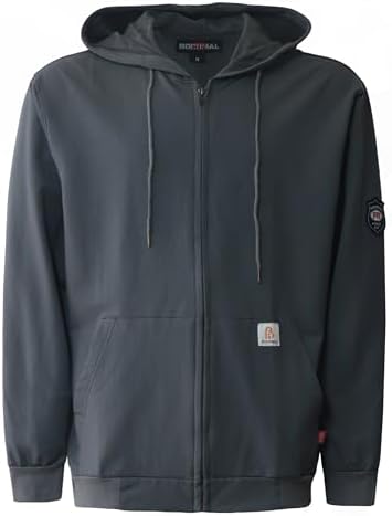 BOCOMAL FR Hoodies Zipper Front for Summer 7.5oz Lightweight Cotton Flame Resistant sweatshirt（Non Fleece）