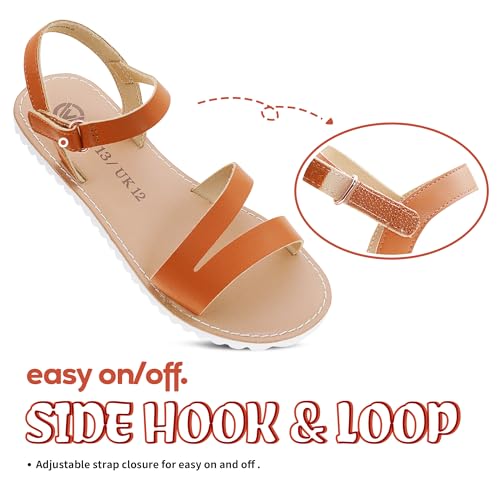 FLYFUPPY Girls Sandals Strappy Open Toe Outdoor Flats with Hook and Loop Kid Summer Shoes for Girls3