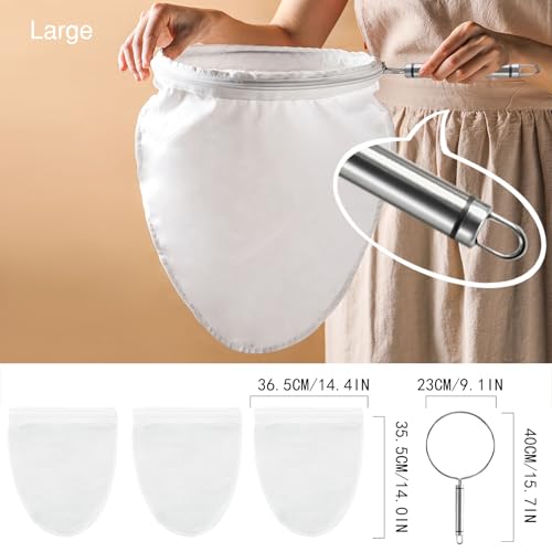 Image of FATCAT Fine Mesh Cheese Cloth, Fine Mesh Strainer Bags, Nut Milk Bag with Stainless Steel Handle, Cheesecloth for Straining, Turkey, Cooking, Cheese, NutMilk, Juices, L