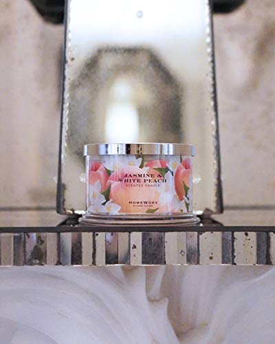 Homeworx By Harry Slatkin 4 Wick Candle, 18 Oz, Jasmine & White Peach #TOP1