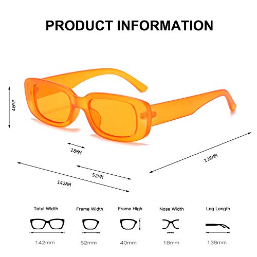 Image of BUTABY Rectangle Sunglasses for Women Retro Driving Glasses 90's Vintage Fashion Narrow Square Frame UV400 Protection