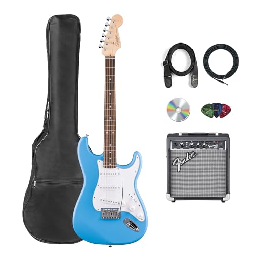 Fender Squier Stratocaster - California Blue Bundle with Frontman 10G Amplifier, Gig Bag, Strap,...