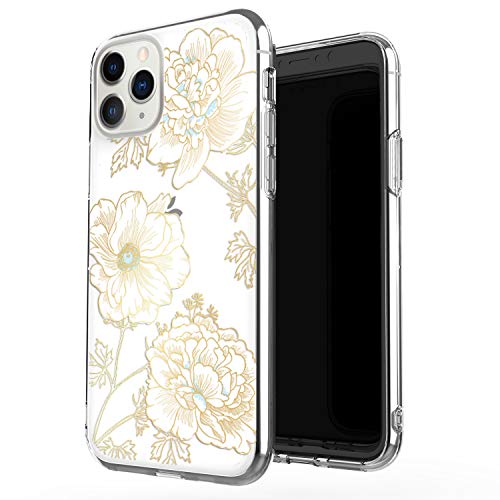JAHOLAN iPhone 11 Pro Case Clear Cute Design Flexible Bumper TPU Soft Rubber Silicone Cover Phone Case for iPhone 11 Pro 5.8 inch 2019 - Girl Floral Flower White