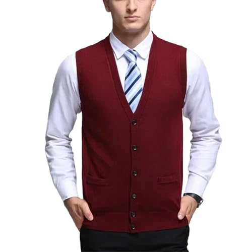 Winter Men's Business Casual Cardigan Wear Warm Sleeveless Wool Knitted Sweater Vest