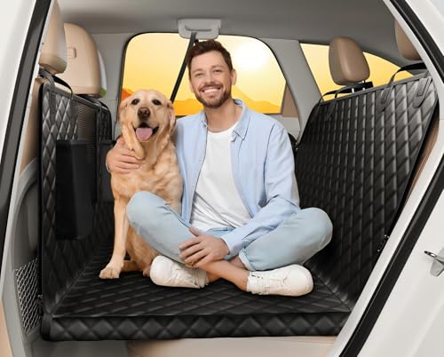UXOIEPIO Funda Coche Perro con Base Dura - Protector Coche Perros Universal para Asiento Trasero - Impermeable y Resistente a Arañazos - Compatible con Instalación de Silla Infantil